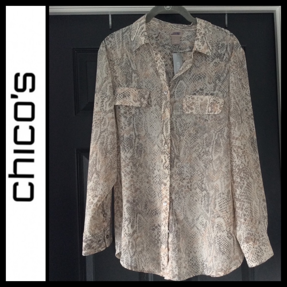 NWT Chico’s Python-Print Blouse - Picture 5 of 8